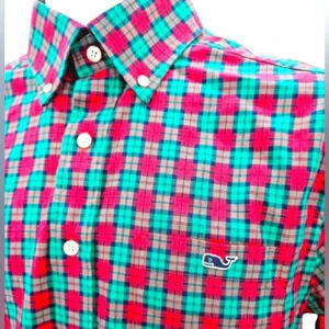 Vineyard Vines Cotton Slim Fit Tucker Shirt Cotton Red Green Plaid